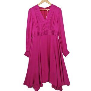 Parker Pink Silk Blend Long Sleeve Cocktail Dress 4